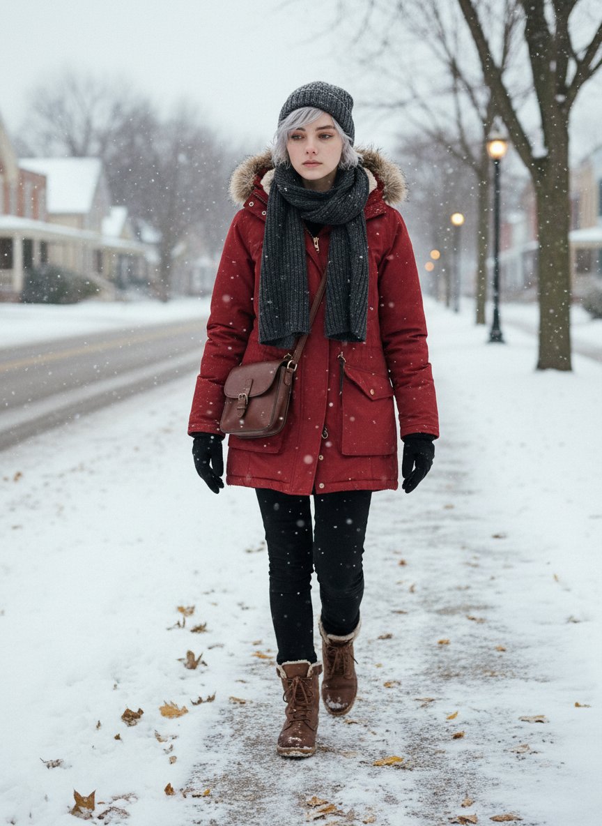 Cinematic Winter Snowfall Portrait — Nano Banana Pro AI Generated Image