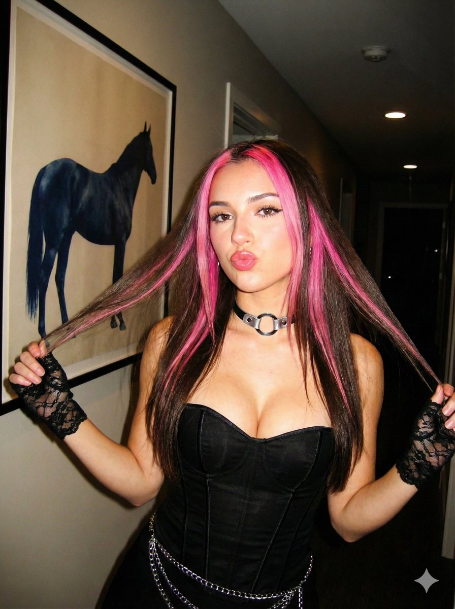 Y2K Flash Portrait with Pink Highlights Prompt — Nano Banana Pro AI Generated Image