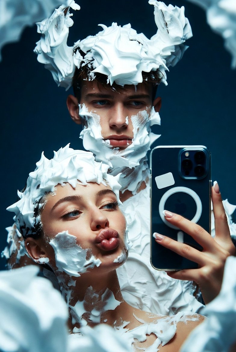 Playful Shaving Cream Mirror Selfie Prompt — Nano Banana Pro AI Generated Image