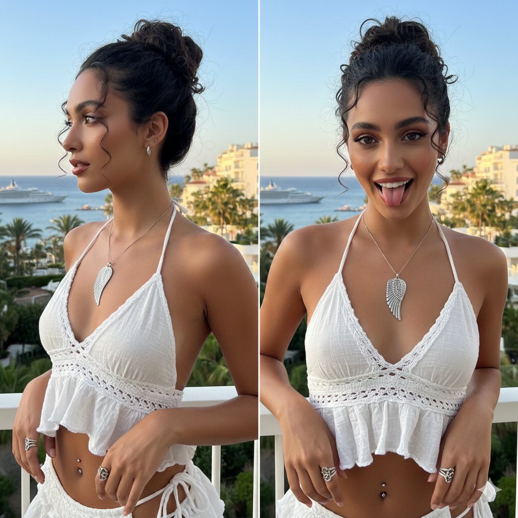 Coastal Chic Two-Panel Collage Portrait — Nano Banana Pro AI Generated Image