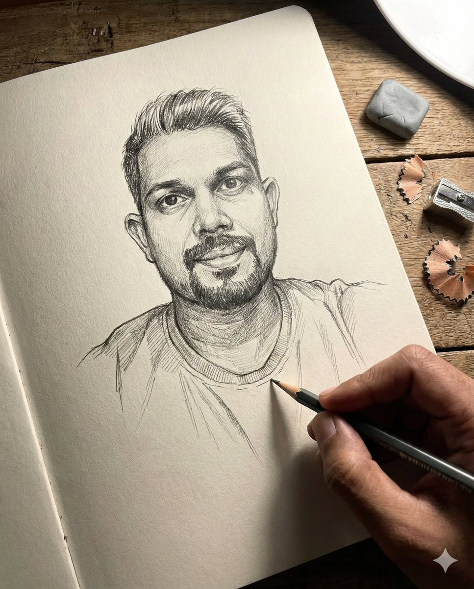 Anamorphic Graphite Sketch Illusion Prompt — Nano Banana Pro AI Generated Image