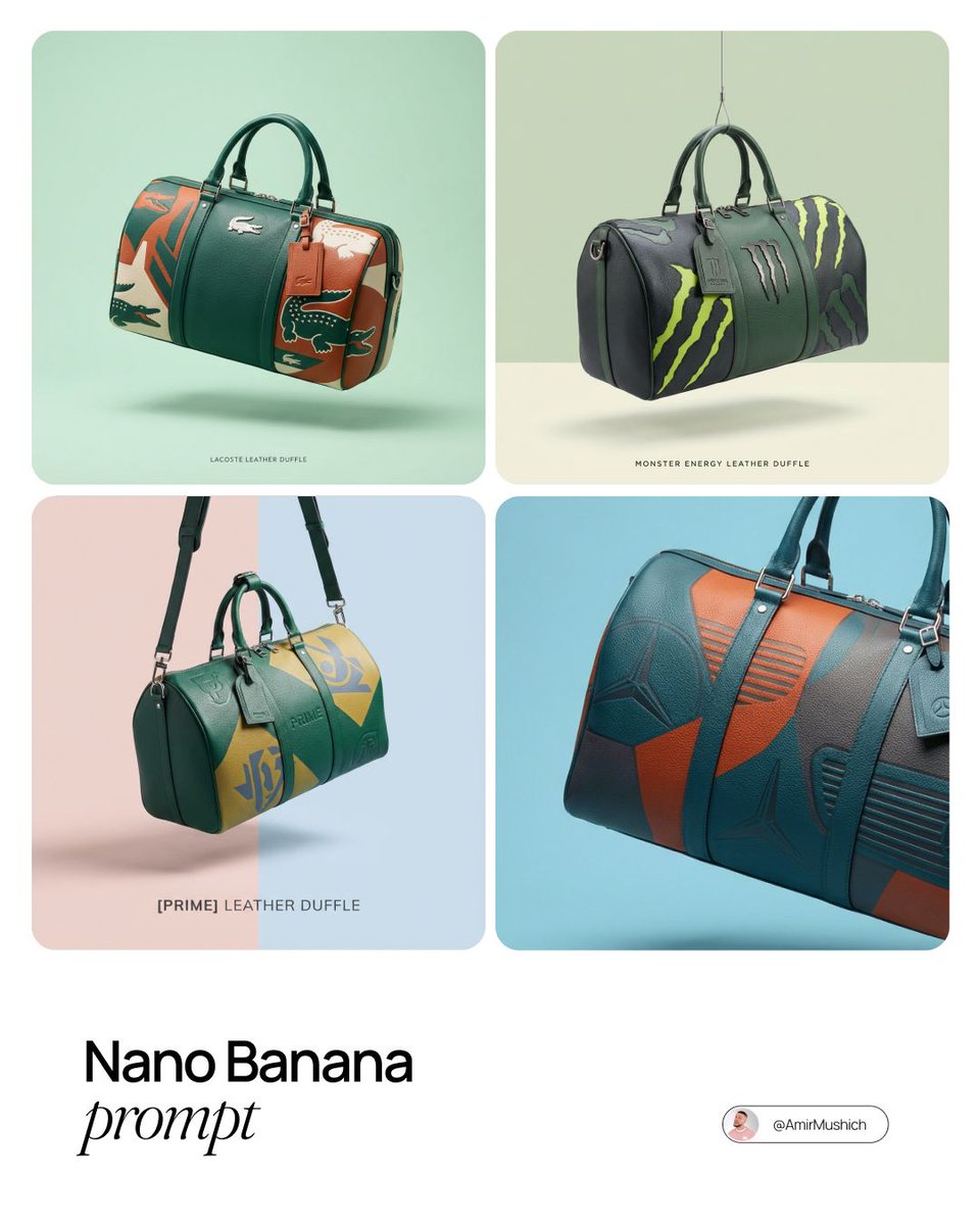 Brand-to-Duffle Design Conversion — Nano Banana Pro AI Generated Image