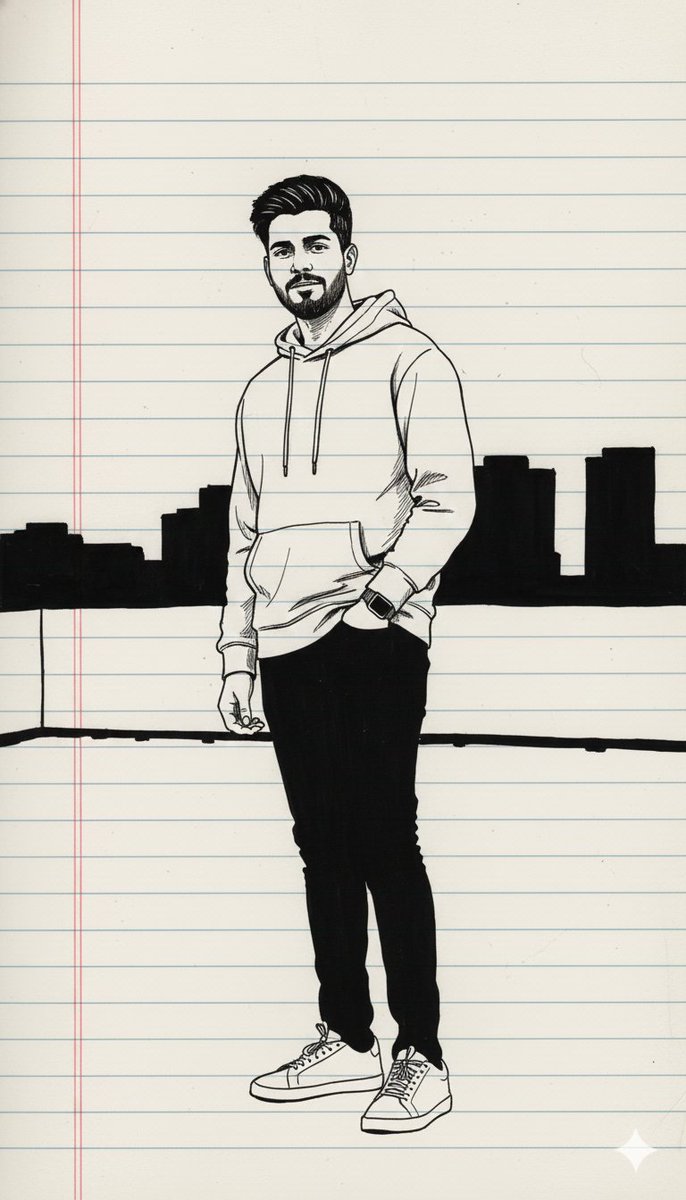 Minimal Black Ink Illustration Blueprint Prompt — Nano Banana Pro AI Generated Image