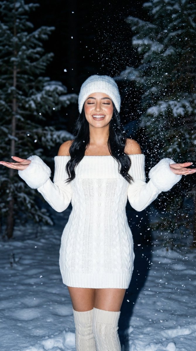 Hyperrealistic Winter Night Flash Portrait Prompt — Nano Banana Pro AI Generated Image