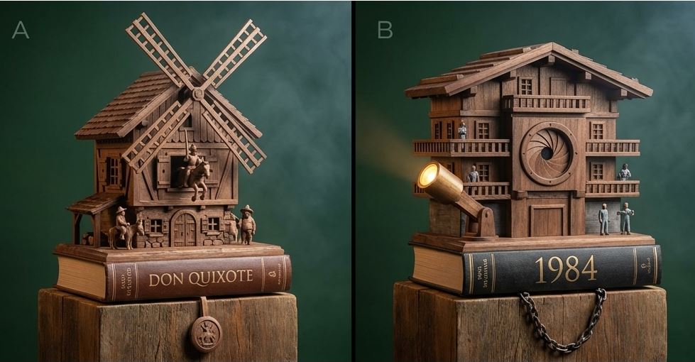 Cuckoo Clock Inspired Literary Mechanism Prompt — Nano Banana Pro AI Generated Image