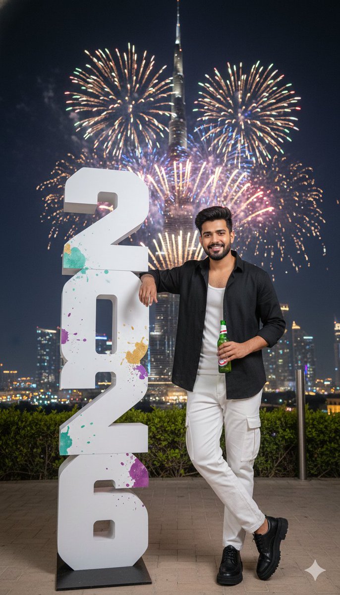 New Year Celebration Photo in Dubai — Nano Banana Pro AI Generated Image
