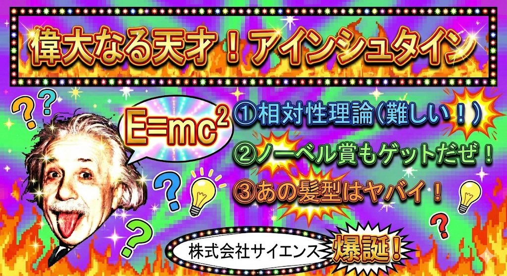 Ugly slide introducing Einstein — Nano Banana Pro AI Generated Image