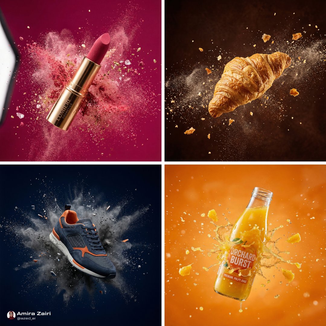 Explosive Mid-Air Product Shot — Nano Banana Pro AI Generated Image