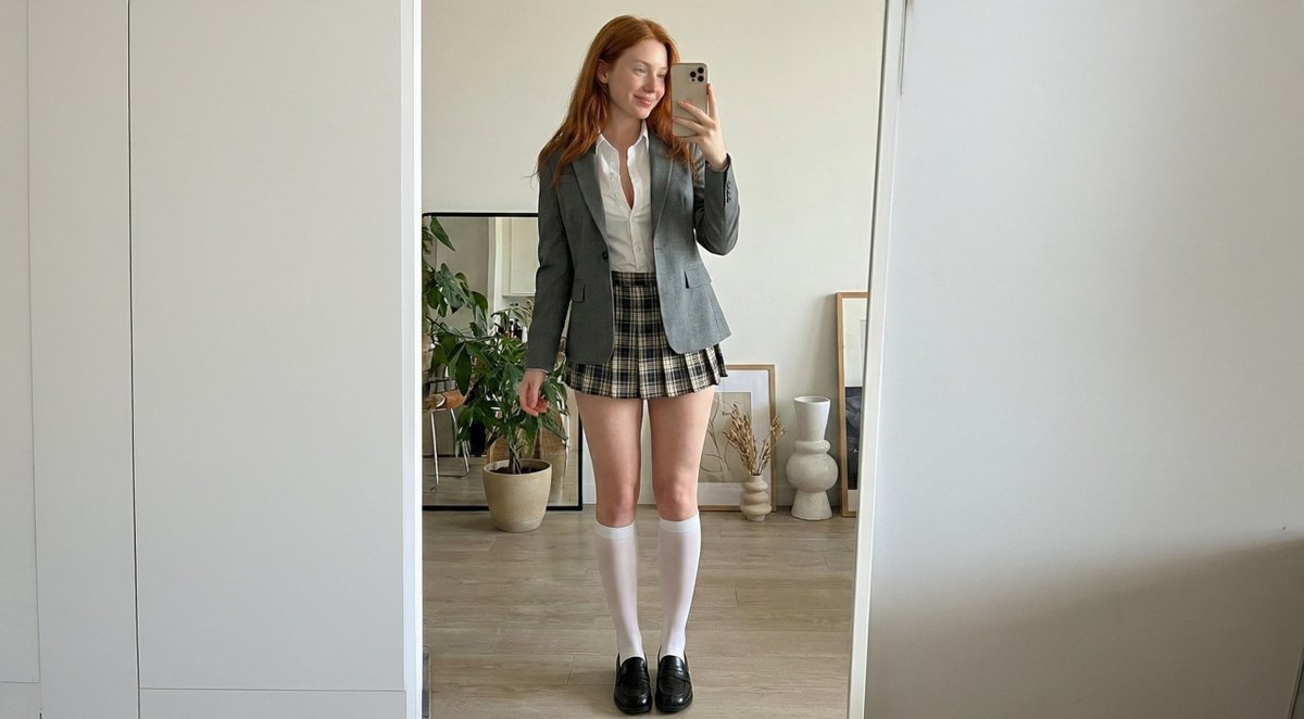 College Girl Mirror Selfie with Identity Lock — Nano Banana Pro AI Generated Image