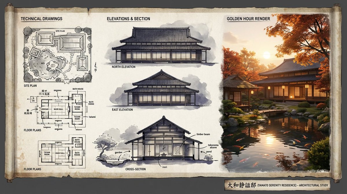 Architectural Illustrator Presentation Board Template — Nano Banana Pro AI Generated Image