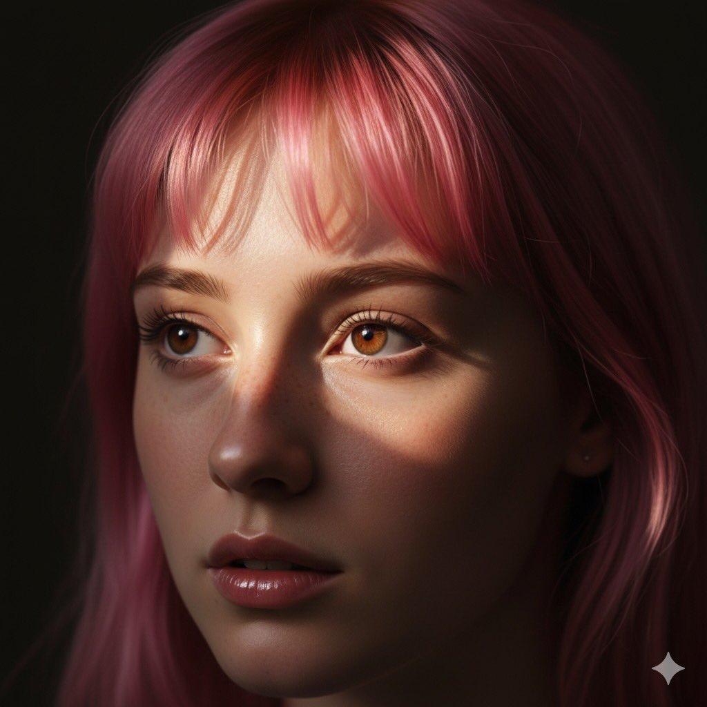Cinematic Close-up Portrait with Pink Hair — Nano Banana Pro AI Generated Image