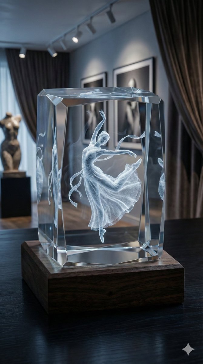 3D Laser-Engraved Crystal Ornament Generator — Nano Banana Pro AI Generated Image