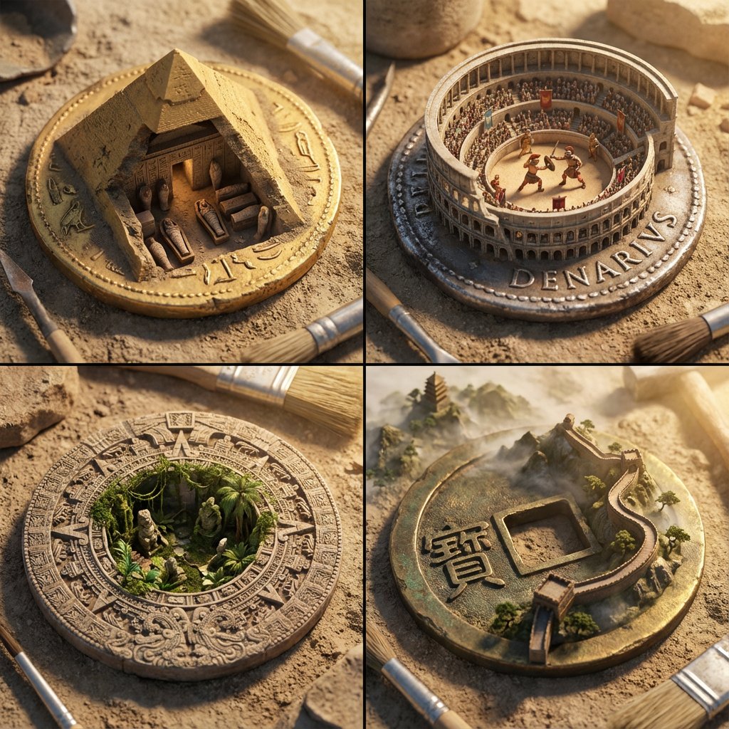 Architectural Diorama Coin Art Grid Prompt — Nano Banana Pro AI Generated Image