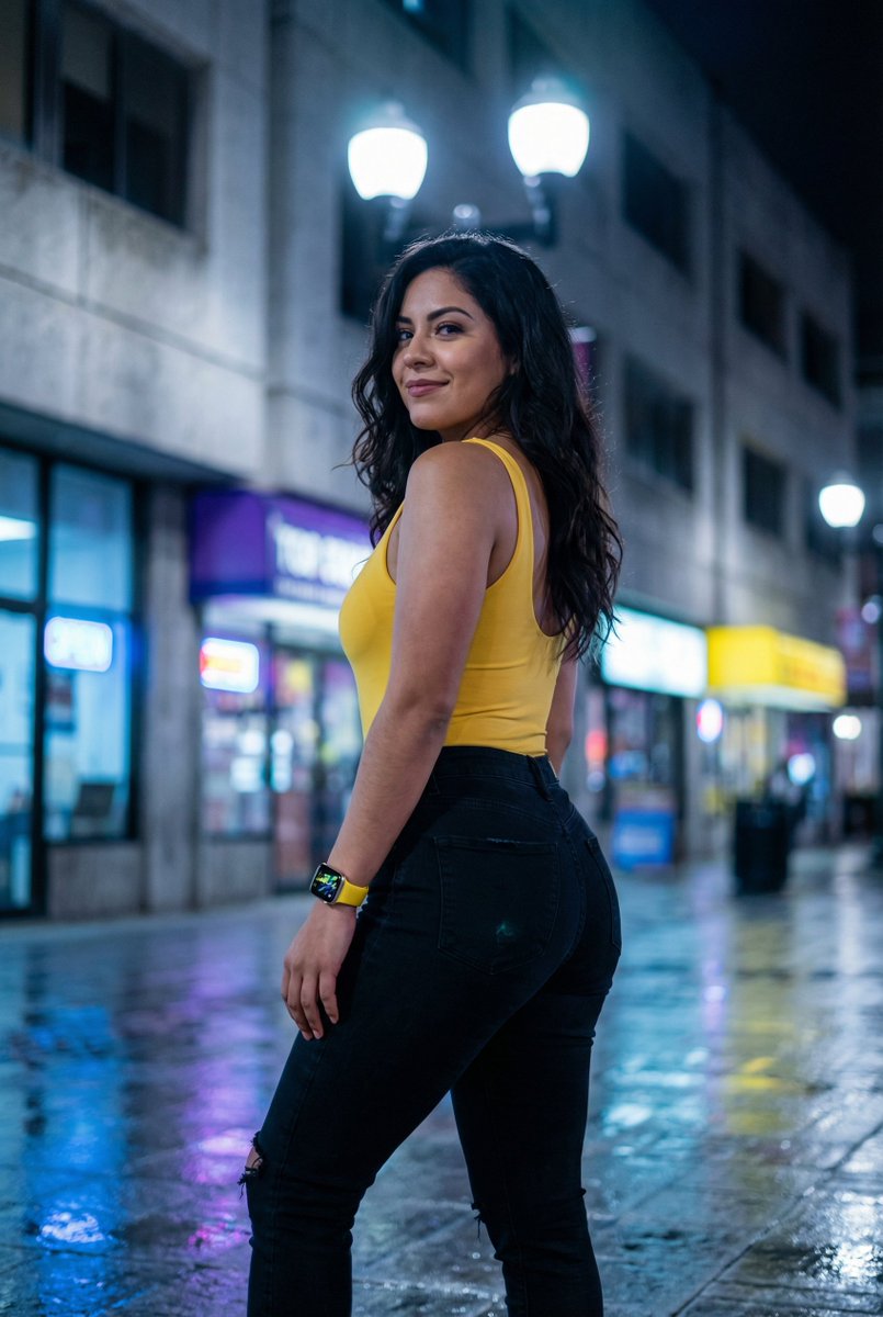 Latina Woman in City Street with Identity Lock — Nano Banana Pro AI Generated Image