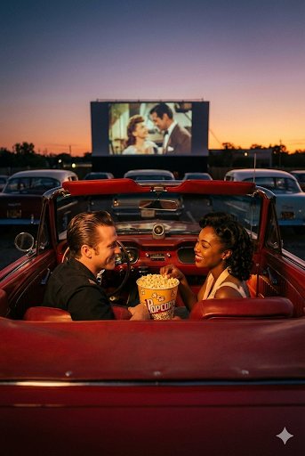 Drive-In Movie Date Scene — Nano Banana Pro AI Generated Image