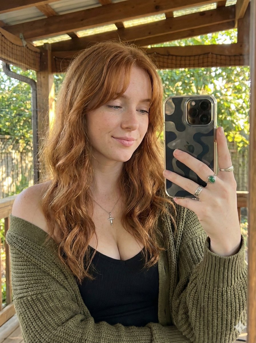 Photorealistic Mirror Selfie with Copper Hair — Nano Banana Pro AI Generated Image