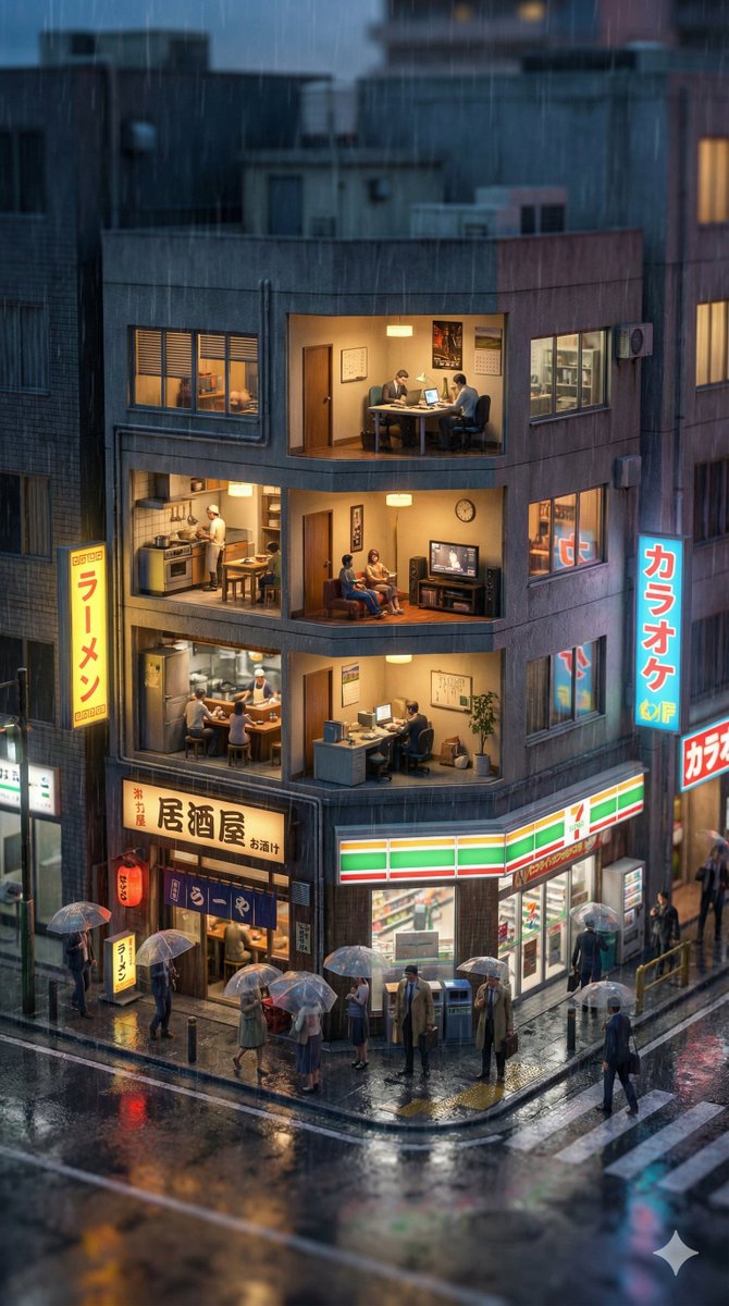 Vertical Tilt-Shift Miniature City Cross-Section — Nano Banana Pro AI Generated Image