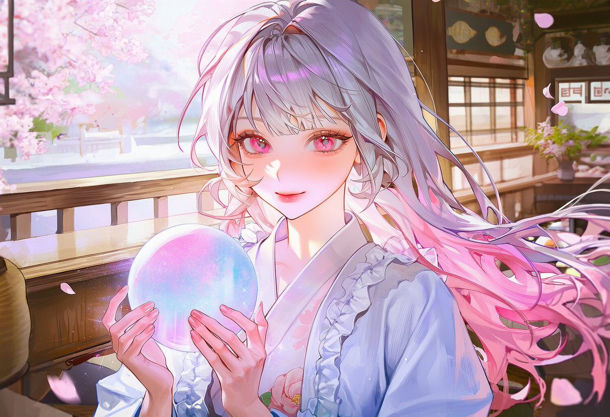 Watercolor Japanese Spring Fortune Teller Cafe Prompt — Nano Banana Pro AI Generated Image