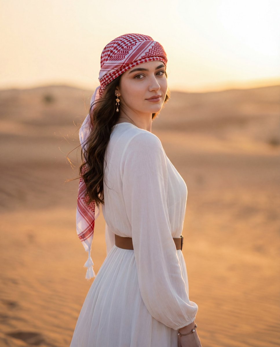 Golden Hour Desert Portrait with Identity Lock Prompt — Nano Banana Pro AI Generated Image