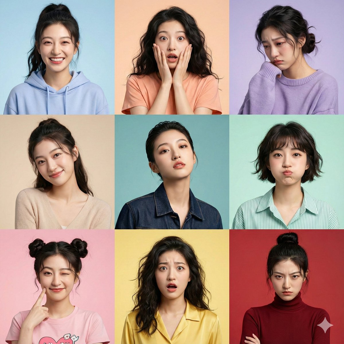 Hyper-Realistic 3x3 Grid Portrait with Fixed Identity — Nano Banana Pro AI Generated Image