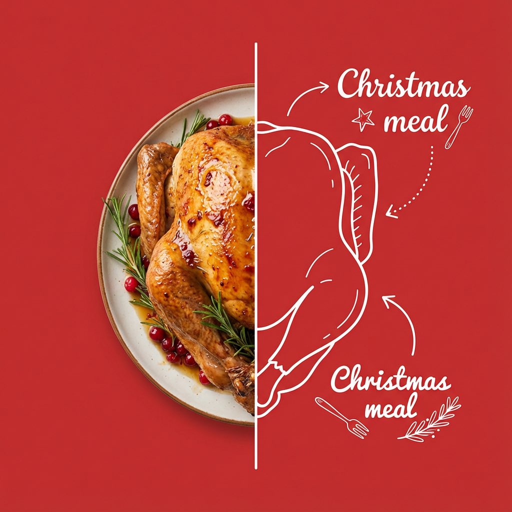 Culinary Poster with Split Photo/Illustration Design — Nano Banana Pro AI Generated Image