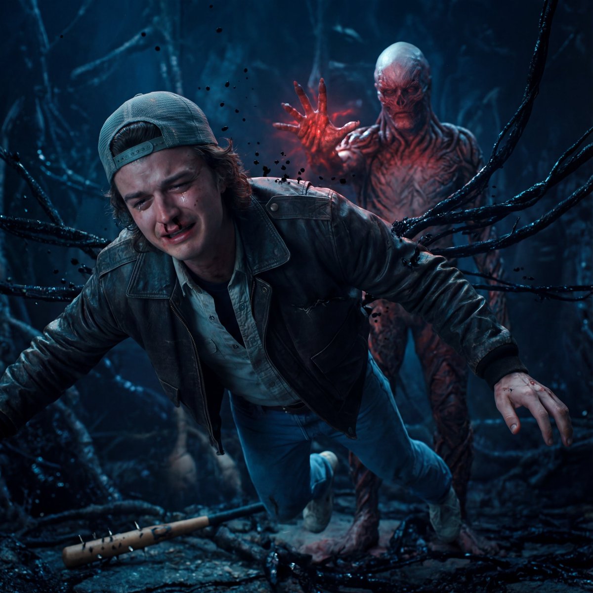 Stranger Things Cinematic Scene: Steve vs. Vecna — Nano Banana Pro AI Generated Image