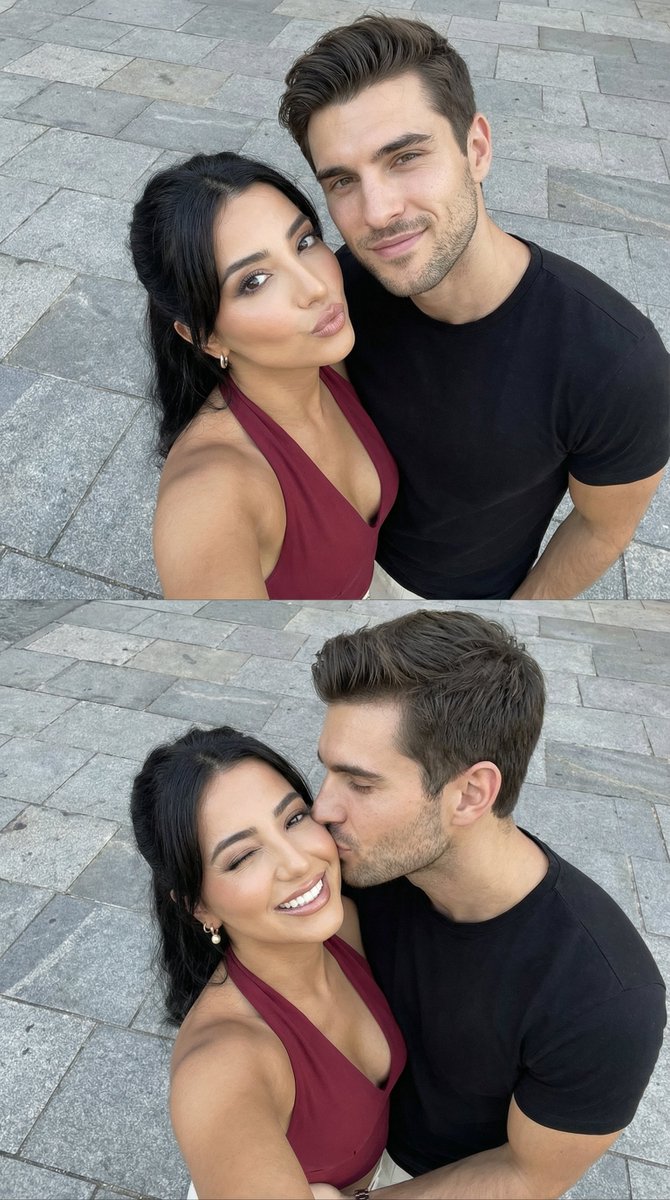 Photorealistic Couple Selfie Grid with Identity Lock — Nano Banana Pro AI Generated Image