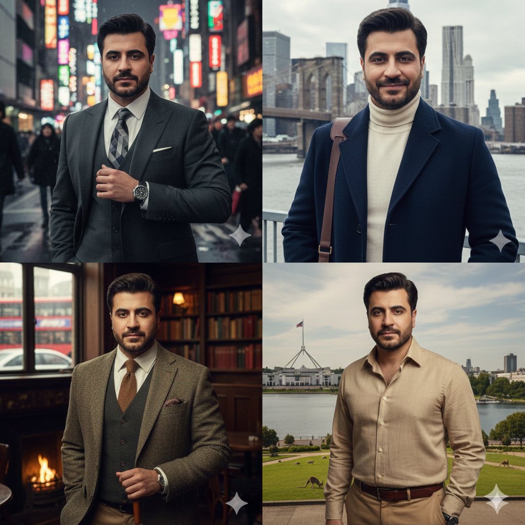 Four-Panel City Collage with Face Consistency — Nano Banana Pro AI Generated Image