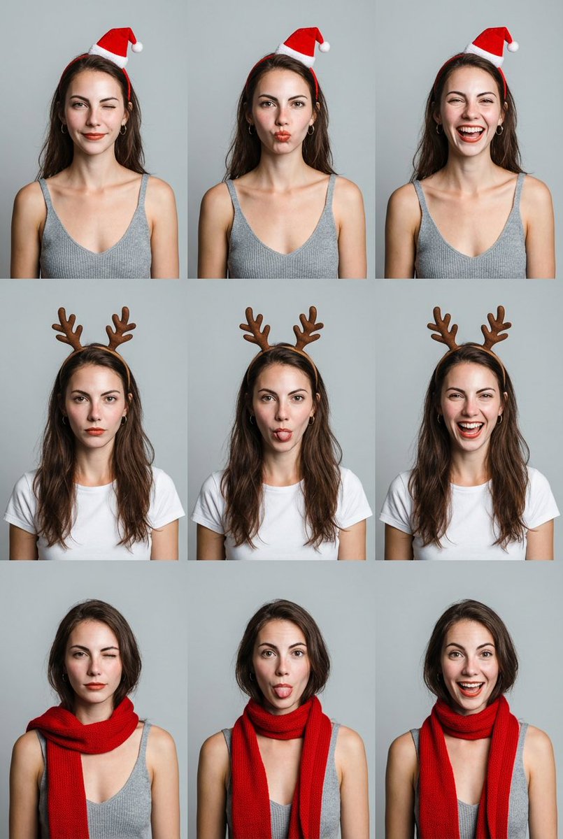 9-Grid Minimalist Christmas Portrait Prompt — Nano Banana Pro AI Generated Image