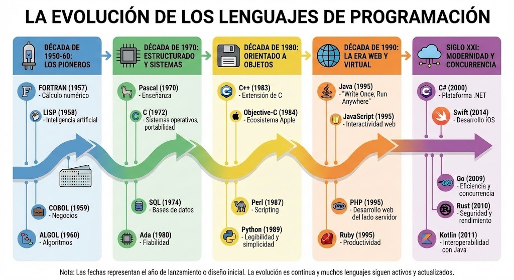 Infographic of programming language evolution — Nano Banana Pro AI Generated Image