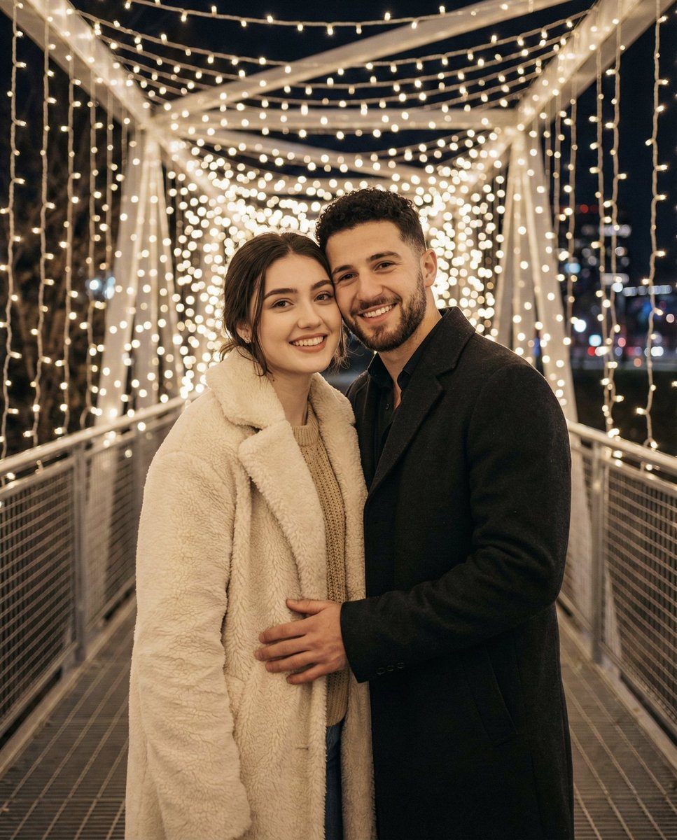 Romantic Winter Couple Portrait with Identity Lock — Nano Banana Pro AI Generated Image