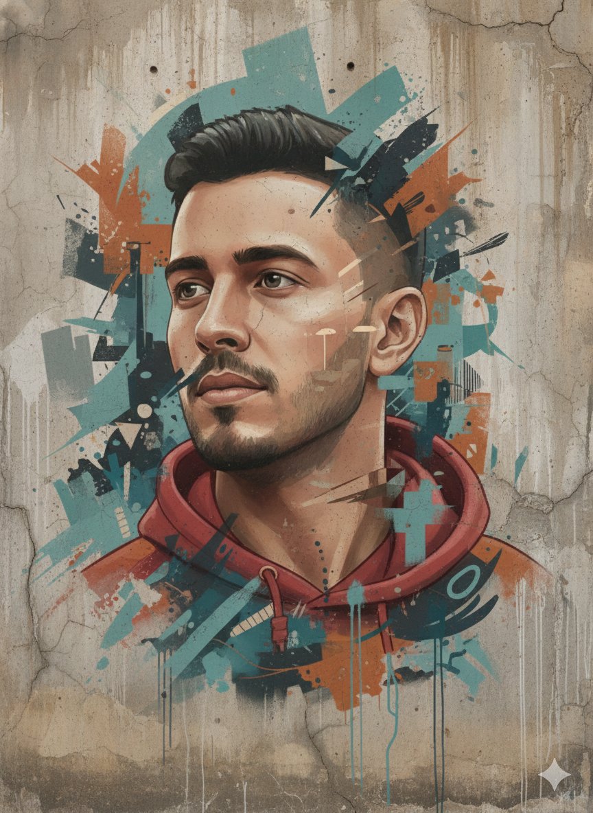 Abstract Realism Street Mural with Identity Preservation — Nano Banana Pro AI Generated Image