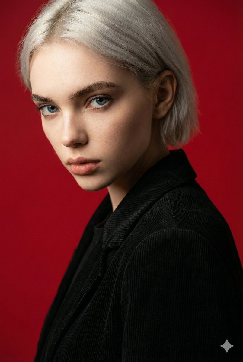 Cinematic Red Backdrop Portrait Prompt — Nano Banana Pro AI Generated Image