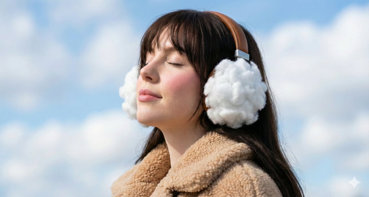 Surreal Dreamy Portrait with Cloud Headphones — Nano Banana Pro AI Generated Image