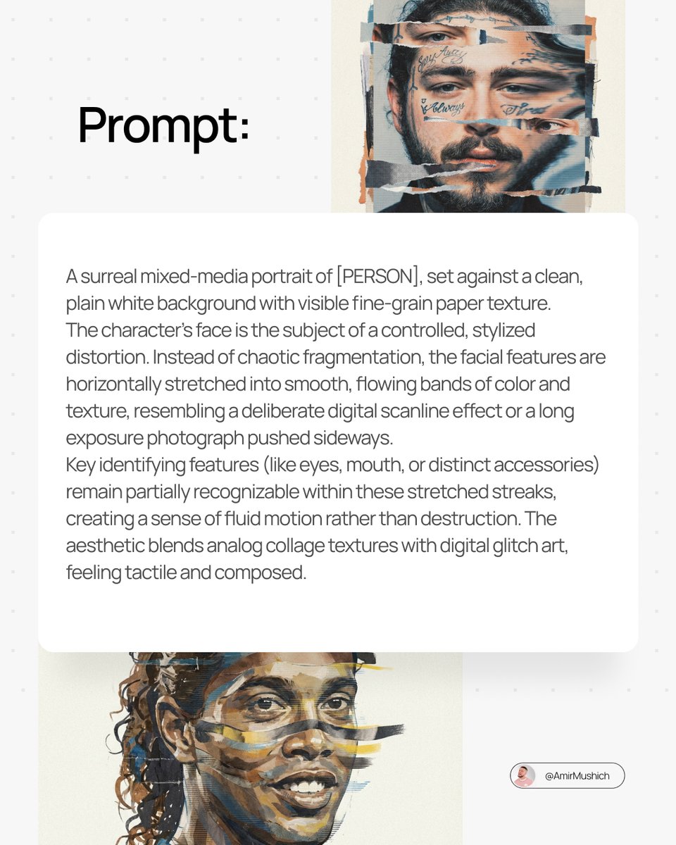 Surreal Mixed-Media Glitch Portrait Prompt — Nano Banana Pro AI Generated Image