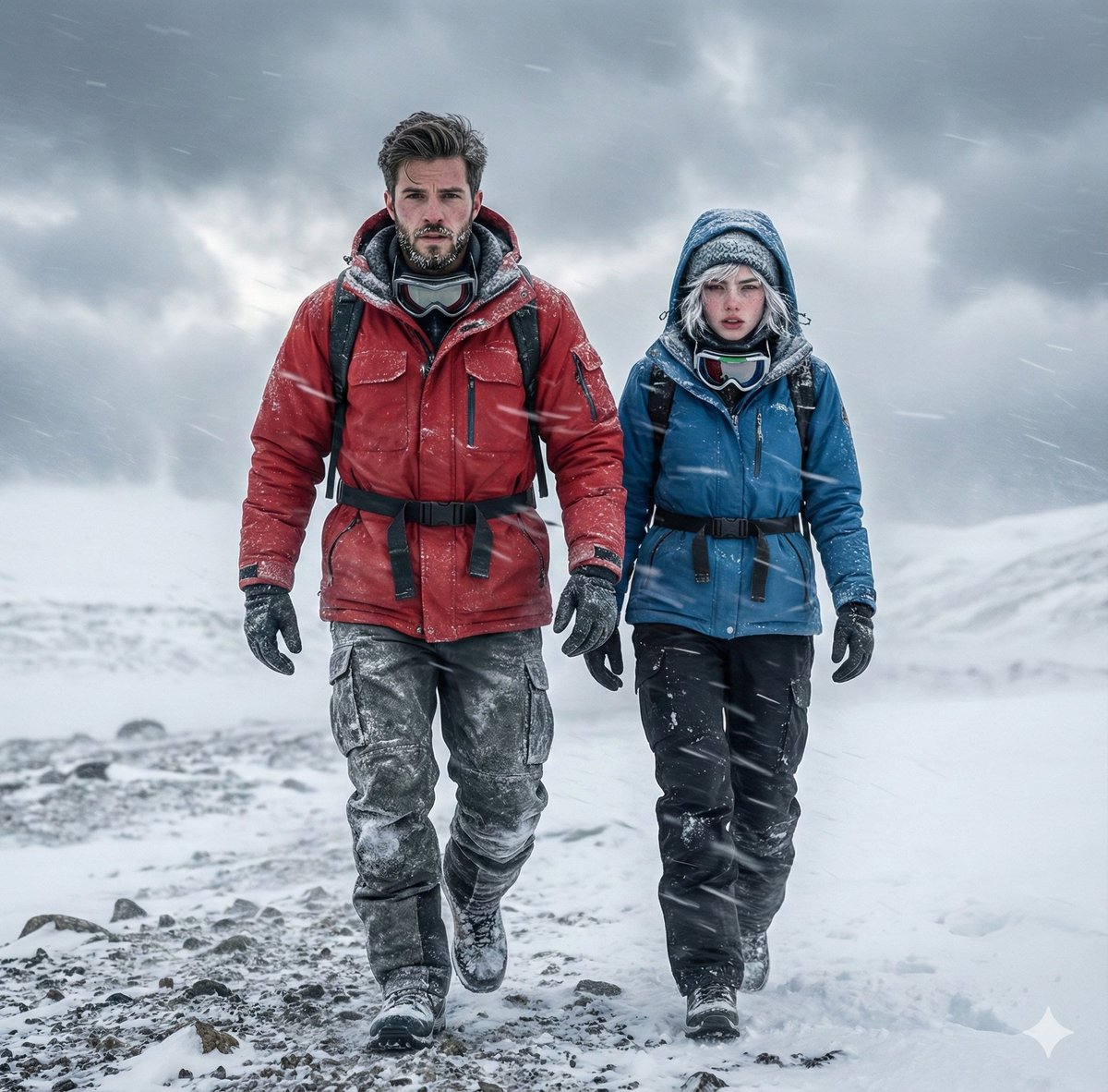 Alaskan Snowstorm Couple Prompt (Reference Based) — Nano Banana Pro AI Generated Image