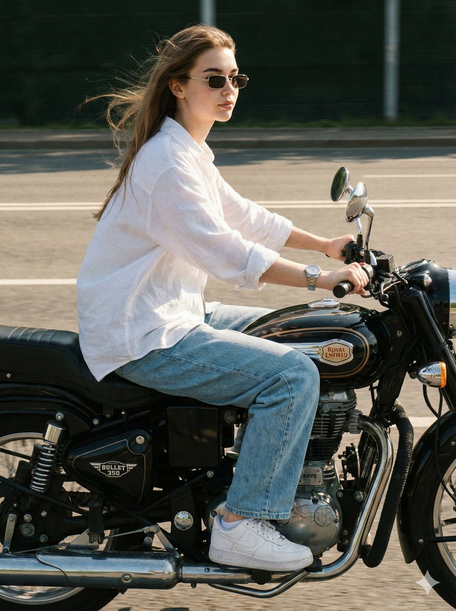 Identity-Locked Motorcycle Ride Photo — Nano Banana Pro AI Generated Image