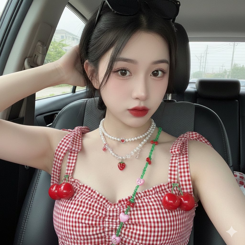 Coquette Aesthetic Selfie in a Car — Nano Banana Pro AI Generated Image