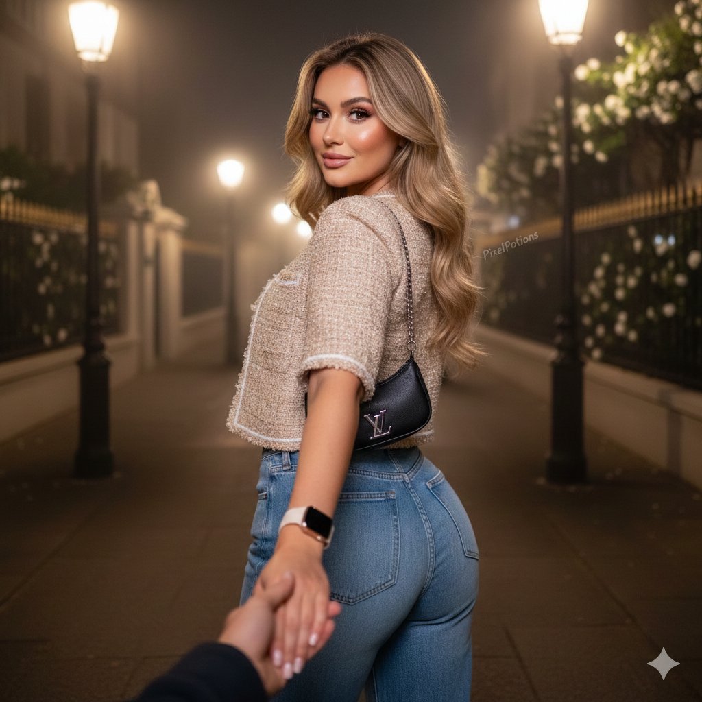 Hyper-realistic Fashion Editorial Portrait: Night Walk — Nano Banana Pro AI Generated Image