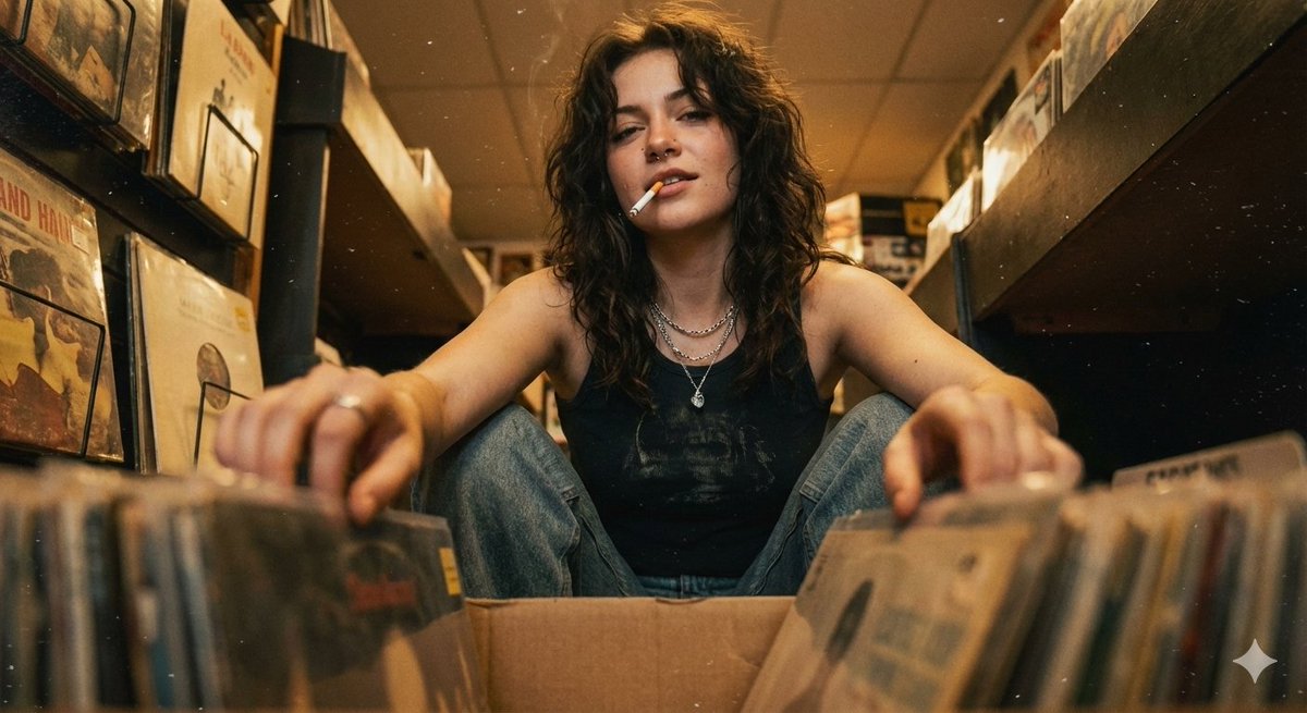 90s Grunge Record Store POV — Nano Banana Pro AI Generated Image