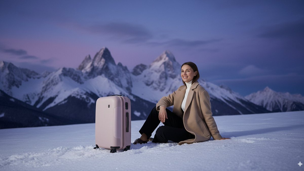 Cinematic Editorial in Snowy Mountains — Nano Banana Pro AI Generated Image