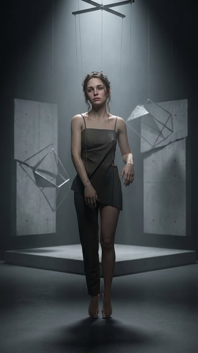 Hyper-Realistic Marionette in Post-Modern Gallery — Nano Banana Pro AI Generated Image