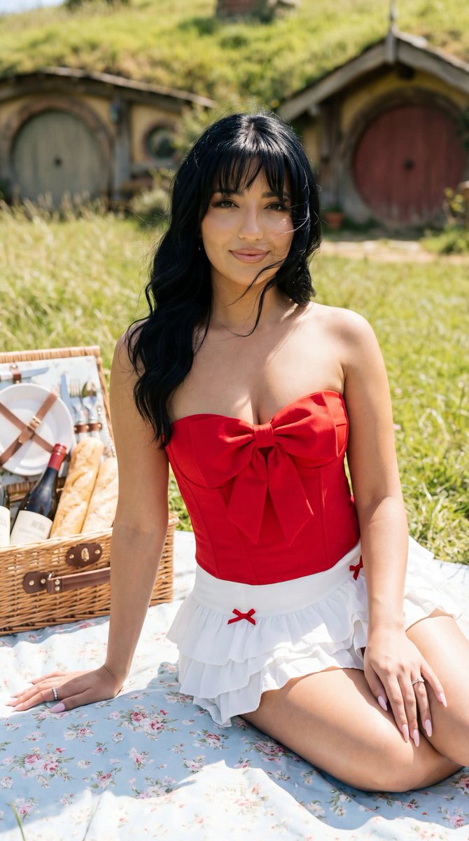 Photoreal Picnic Portrait near Hobbit Cottages — Nano Banana Pro AI Generated Image