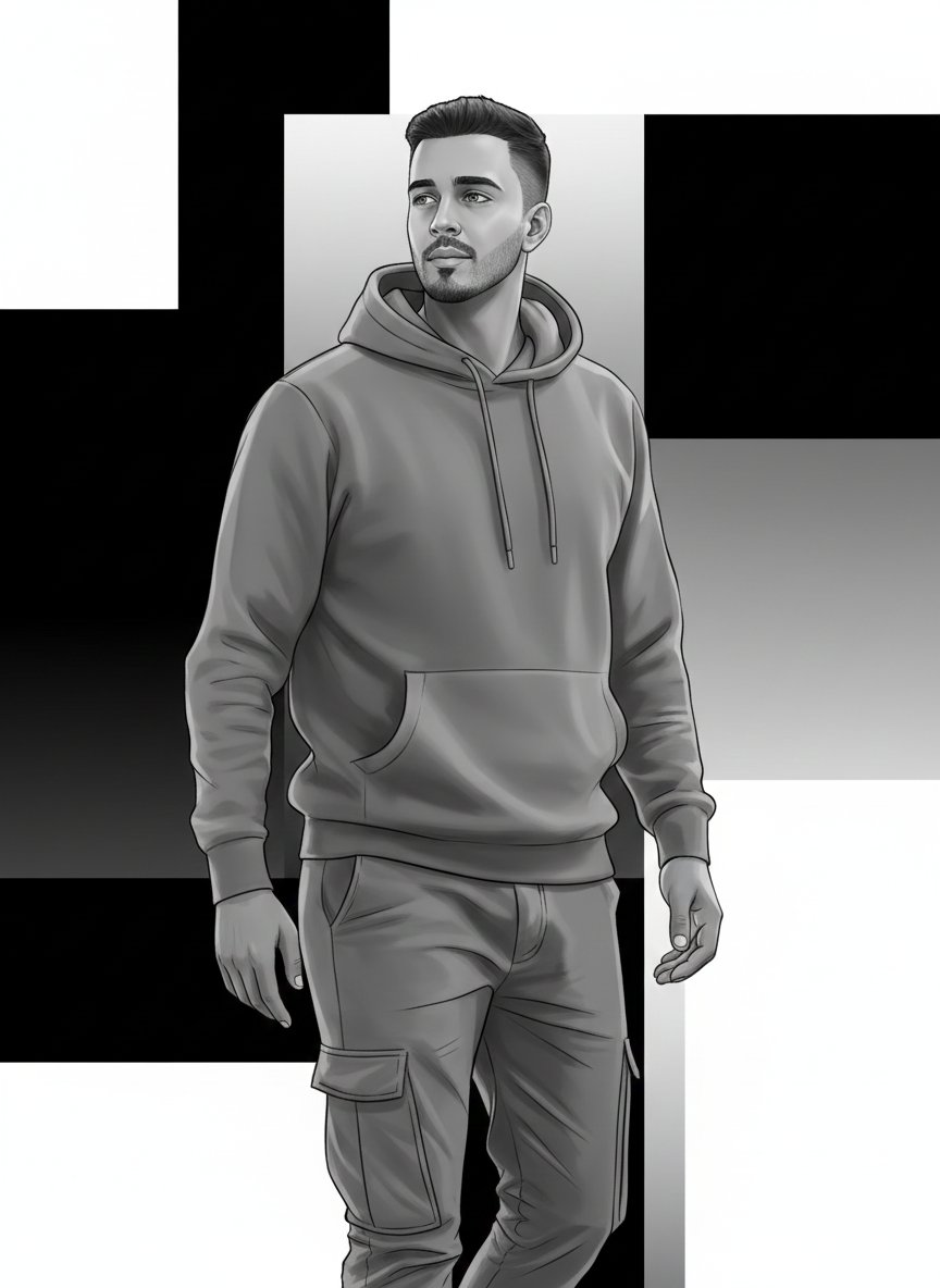 High-Fashion Monochrome Vector Illustration Prompt — Nano Banana Pro AI Generated Image