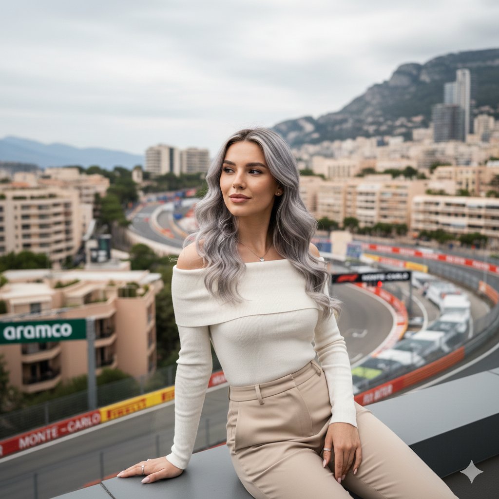 Luxury Editorial Rooftop Portrait (Monaco) — Nano Banana Pro AI Generated Image