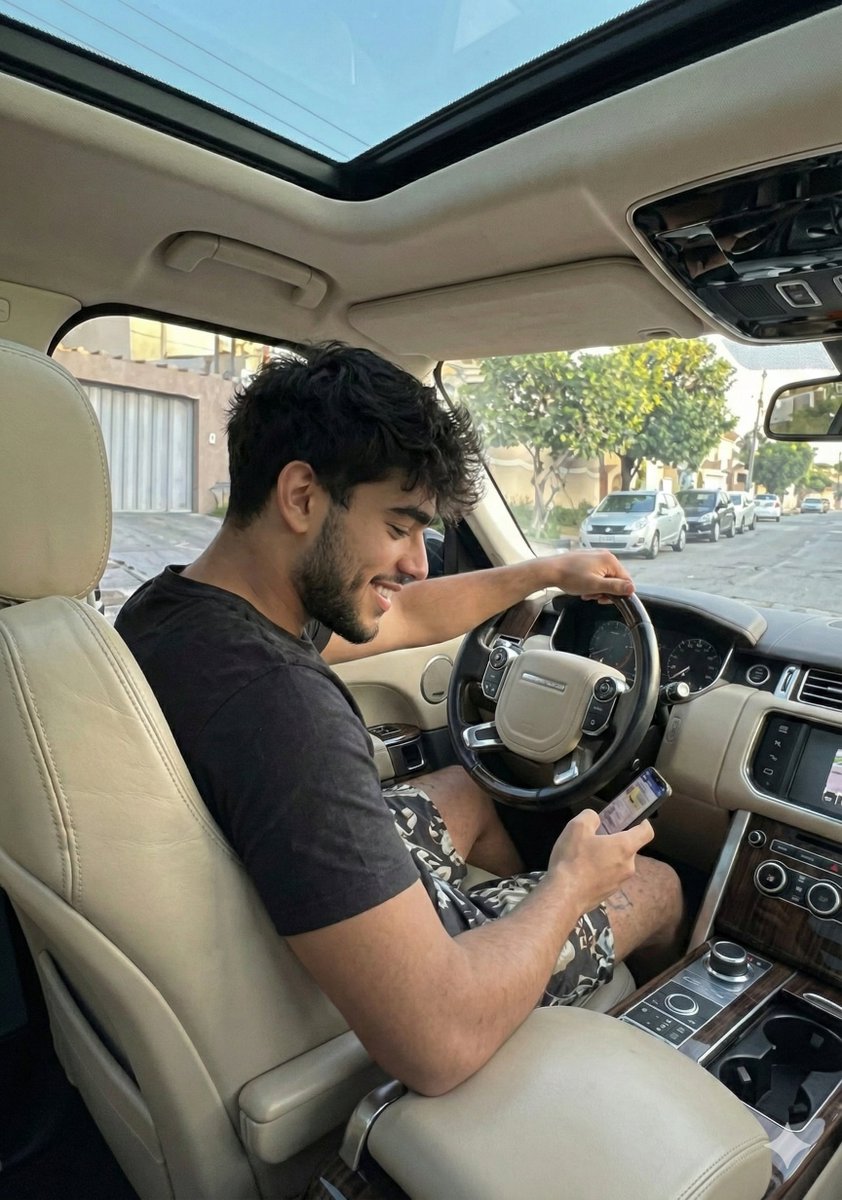 Casual Young Man in Luxury Car Interior — Nano Banana Pro AI Generated Image