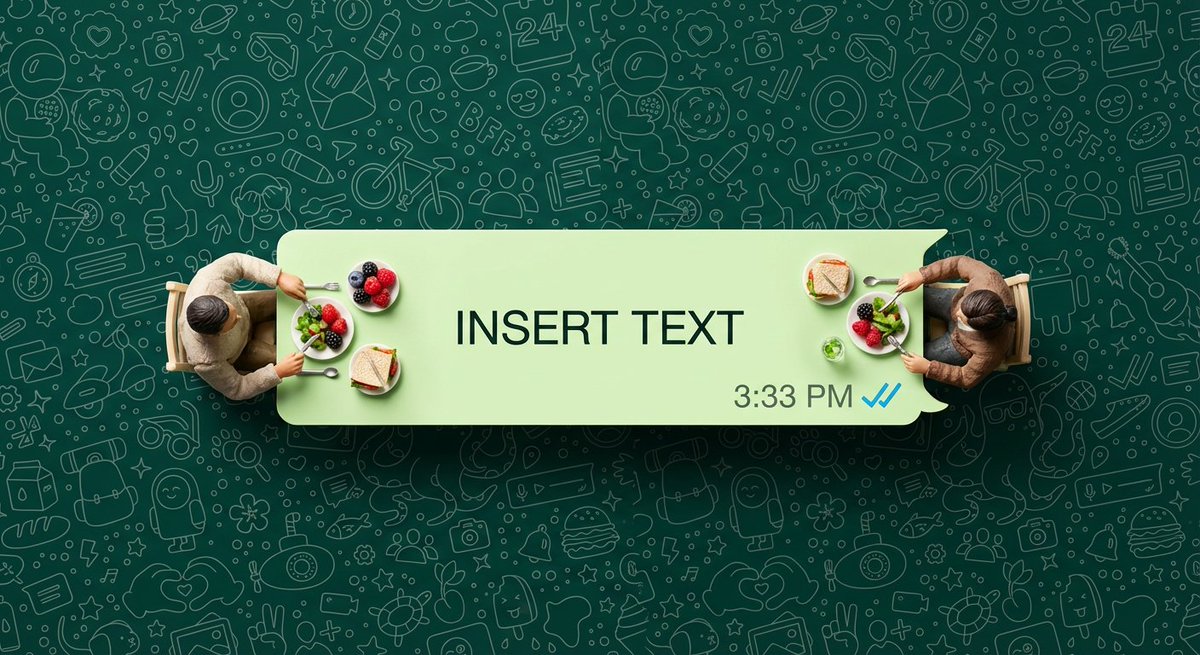 WhatsApp Speech Bubble Dining Table Macro Shot — Nano Banana Pro AI Generated Image