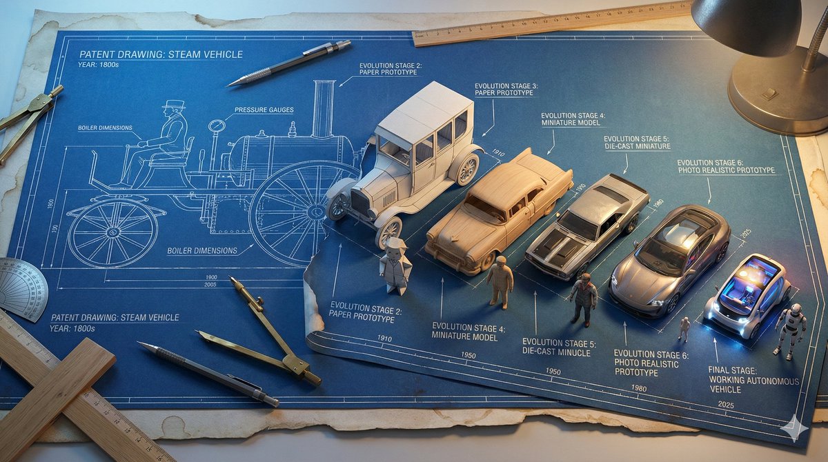 Evolutionary Blueprint Sheet for an Invention — Nano Banana Pro AI Generated Image