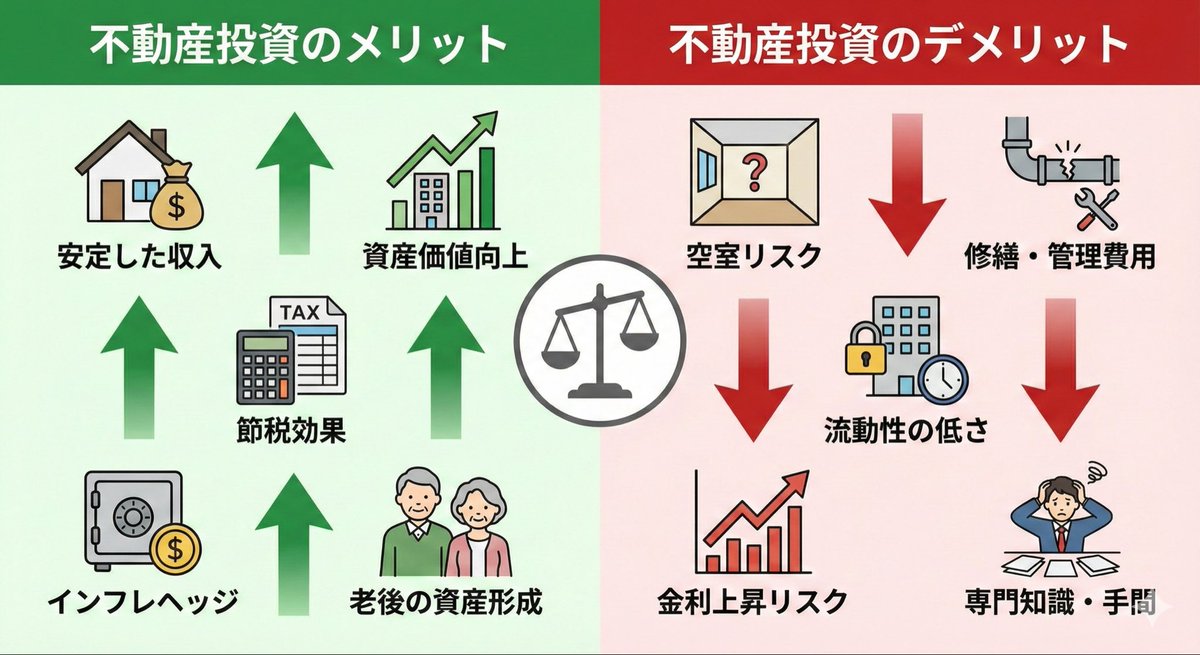 Pros and cons of real estate investment infographic — Nano Banana Pro AI Generated Image