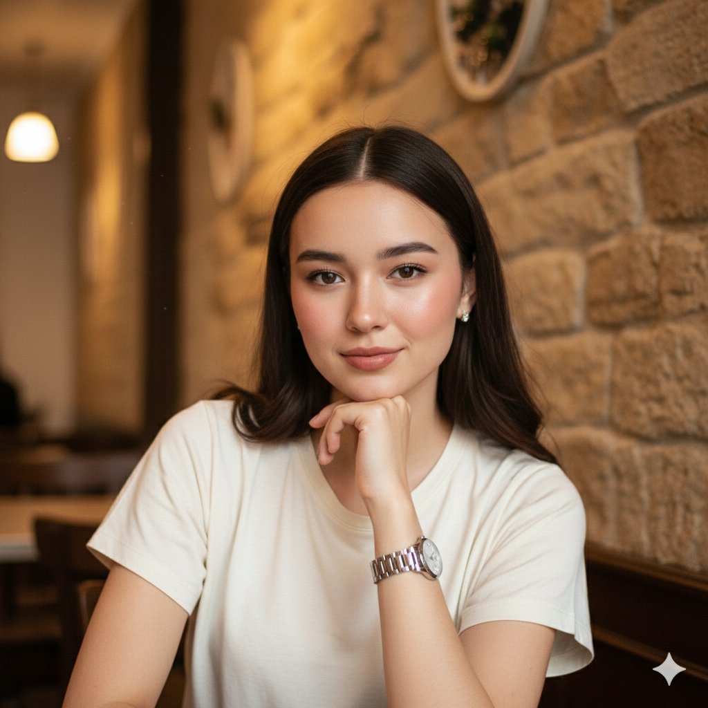 Close-up Candid Cafe Portrait — Nano Banana Pro AI Generated Image